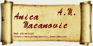Anica Macanović vizit kartica